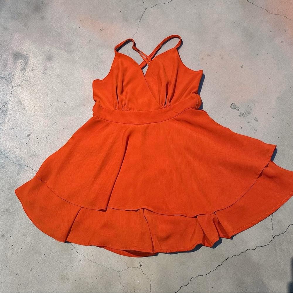 Orange Sleeveless Romper